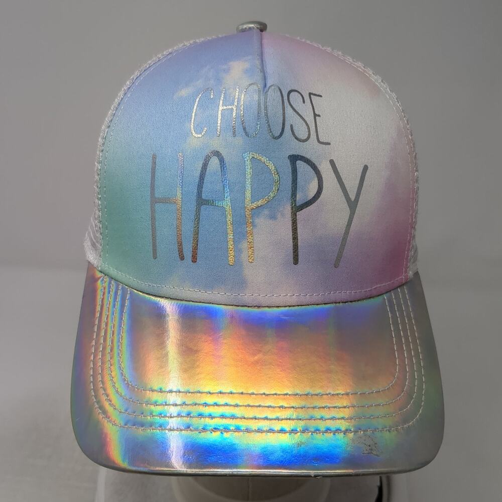 Choose Happy Snapback Mesh Back Trucker Hat Multicolor One Size Outdoor - Picture 2 of 10